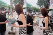 Trang Nemo chơi sang cho nhân viên bó hoa tiền về tặng vợ