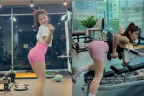 Hot girl Ngọc Kem thường xuyên "checkin" phòng gym khoe ba vòng cực "cháy"