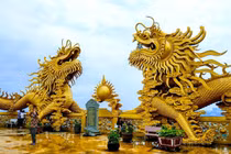 Chùa nào ở Bình Dương có 2 đôi rồng vàng khổng lồ? 