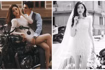 Phương Nga đẹp nuột nà tình tứ cùng Bình An trên xe mô tô 