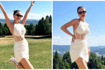 Kim Duyên mặc váy ngắn, đi giày cao gót leo núi ở Miss Supranational