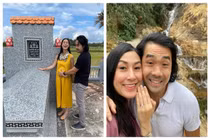 Kathy Uyên tuyên bố có thai hơn 4 tháng, đưa chồng về thăm mộ mẹ ruột