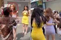 Xôn xao đoạn clip Ngọc Trinh bị đánh ghen giữa phố