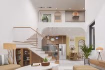 Nhà gác lửng siêu đẹp, không gian thông tầng thoáng đãng