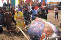 “Vua” mặc long bào xuống ruộng đi cày tại lễ hội Tịch Điền