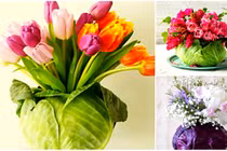 Bình hoa bắp cải siêu độc trang trí nhà ngày Tết