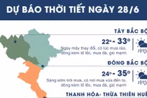 Infographic thời tiết ngày 28/6: Nắng nóng xuất hiện trở lại ở Hà Nội