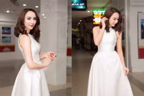 Hoa hậu Ngọc Diễm khoe eo thon với váy trắng