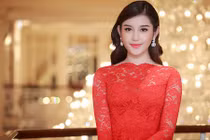 Á hậu Huyền My già dặn với váy ren đỏ rực