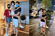 Cao gần bằng mẹ, con gái út nhà Bình Minh vẫn được bố bế