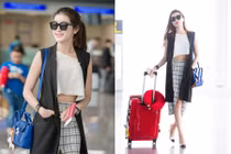 Á hậu Huyền My sành điệu khoe eo thon tại sân bay