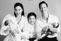 Sốt ảnh Hồ Ngọc Hà - Kim Lý bồng hai con tạo hình trái tim