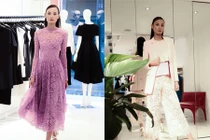 Người mẫu Lê Thúy thử trang phục cho show diễn tại Mỹ