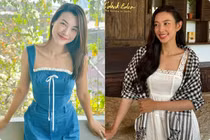 Hoàng Oanh khoe dáng dưới giàn hoa giấy, Thùy Tiên xinh đẹp