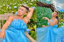 Lương Bằng Quang diện váy lố lăng “phá nát” khung cảnh hoa lãng mạn