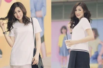 Á hậu Dương Tú Anh đẹp ngọt ngào xuống phố