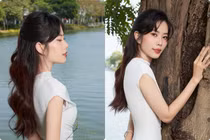 Nam Em tung ảnh diện váy mỏng, khác xa trên sóng livestream