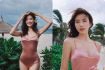Ngọc Huyền “đốt mắt” với bikini liền thân, khoe lưng trần nuột nà