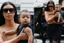 Con gái Kim Kardashian sành điệu dạo phố Paris