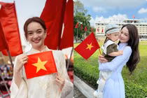 Hot face sao Việt: Kaity Nguyễn chụp ảnh cùng cờ đỏ sao vàng