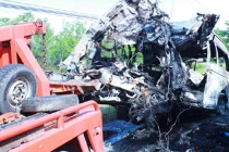 Hiện trường tai nạn thảm khốc ở Thái Lan khiến 12 người Việt thiệt mạng