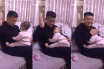 Hành động dễ thương của bé trai khi bị bố dọa đánh