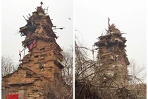 Ngôi nhà quái dị 7 tầng từ bùn của nông dân Trung Quốc