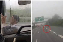 Video: Người đàn ông chặn xe trên cao tốc khiến tài xế hết hồn