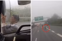 Video: Người đàn ông chặn xe trên cao tốc khiến tài xế hết hồn