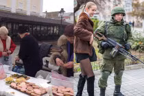 Người dân Crimea tiếp bánh, trà cho lực lượng an ninh