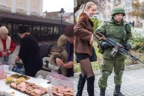 Người dân Crimea tiếp bánh, trà cho lực lượng an ninh