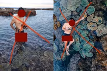 Người đàn ông nằm lên rạn san hô, vớt sao biển chụp ảnh "sống ảo"