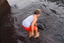 Quái ngư xuất hiện dưới nước, bé 8 tuổi hành động bất ngờ 