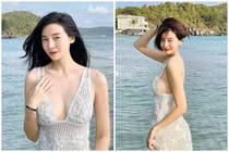 Cao Thái Hà mặc váy 'lưới đánh cá', khoe làn da trắng cuốn hút