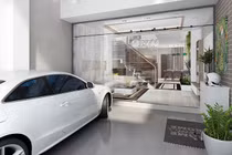  Nhà 3 tầng trên mảnh đất hình thang theo phong cách hiện đại