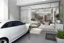  Nhà 3 tầng trên mảnh đất hình thang theo phong cách hiện đại