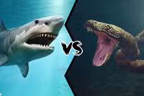 Nếu cá mập Megalodon “đụng độ” trăn Titanoboa, chuyện gì sẽ xảy ra?
