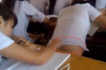 Clip nữ sinh ngủ trong giờ học bị vẽ bậy