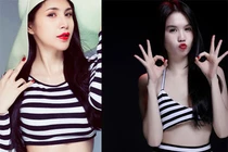 Ngọc Trinh “nhái” Thủy Tiên khoe eo thon?