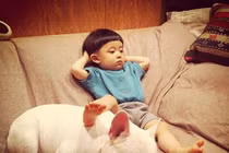 Bộ ảnh cậu bé và chú chó mập cực dễ thương 