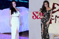 Vy Oanh nuột nà với đầm dài xẻ cao