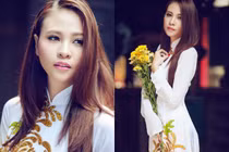 Đàm Thu Trang duyên dáng áo dài truyền thống