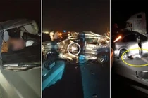 Video: Ô tô biến dạng sau va chạm với xe container, một quân nhân tử vong