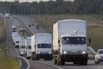 Hình ảnh mới nhất về đoàn xe Nga cử sang cứu trợ Ukraine