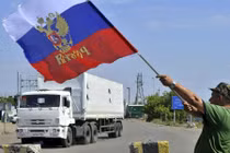 Xe tải chở hàng cứu trợ trở về Nga từ Ukraine