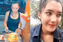 Hot girl bán bánh xinh đẹp gây bất ngờ khi nhìn xuống chân