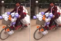 Màn rước dâu bằng xe đạp điện ở xứ Nghệ