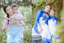 HH Ngọc Hân diện áo dài đôi cùng sao nhí Bảo Hân