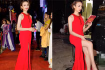 Hoa hậu Ngọc Diễm khoe chân dài với váy xẻ đùi cao