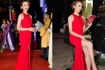 Hoa hậu Ngọc Diễm khoe chân dài với váy xẻ đùi cao